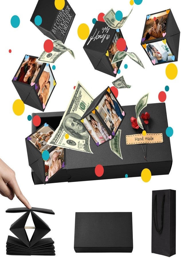 Neioaas DIY Surprise Gift Box with Accessories Set- Creative Bounce Box for Money & Photos, DIY Unique Romantic Surprise Gift Box for Birthday, Valentine's Day, Anniversary, Wedding(DIY,Black) - Image 1